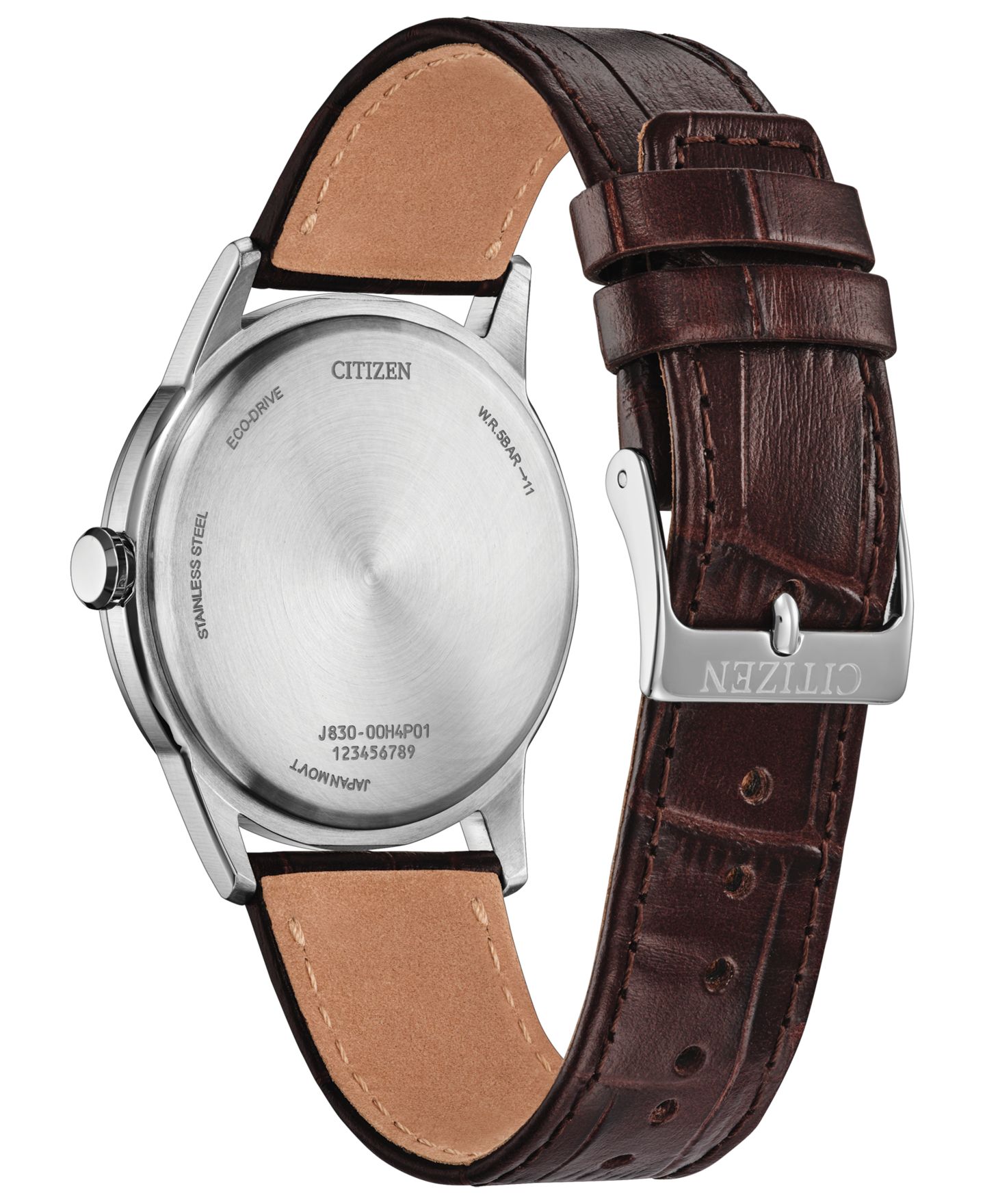 Мужские часы Citizen Rolan White Dial Brown Leather Strap Watch 37mm — фото 3