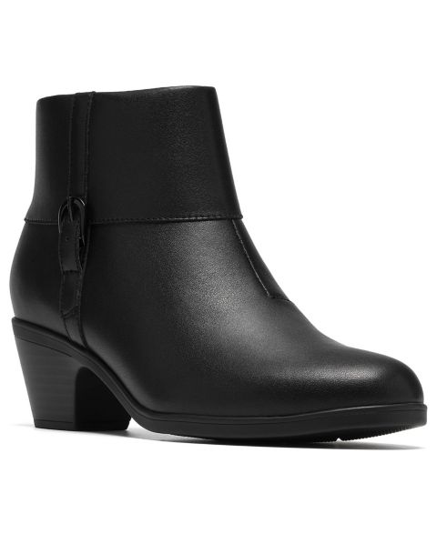Женские ботинки Clarks Emily Block Heel Booties, цвет: Чёрный кожаный