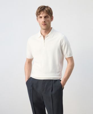 Men's Knitted Zip Polo Shirt