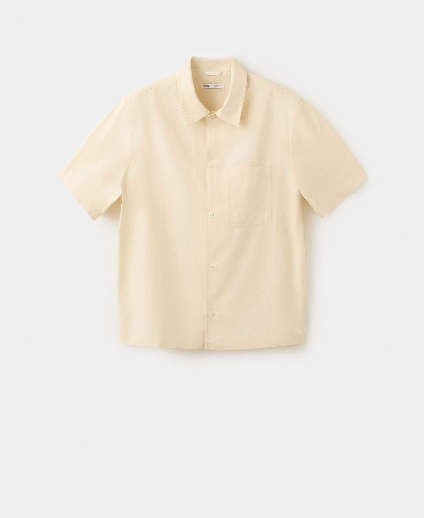 Мужская рубашка MANGO Regular-Fit Cotton-Linen-Blend, цвет: Ванильный — фото 2