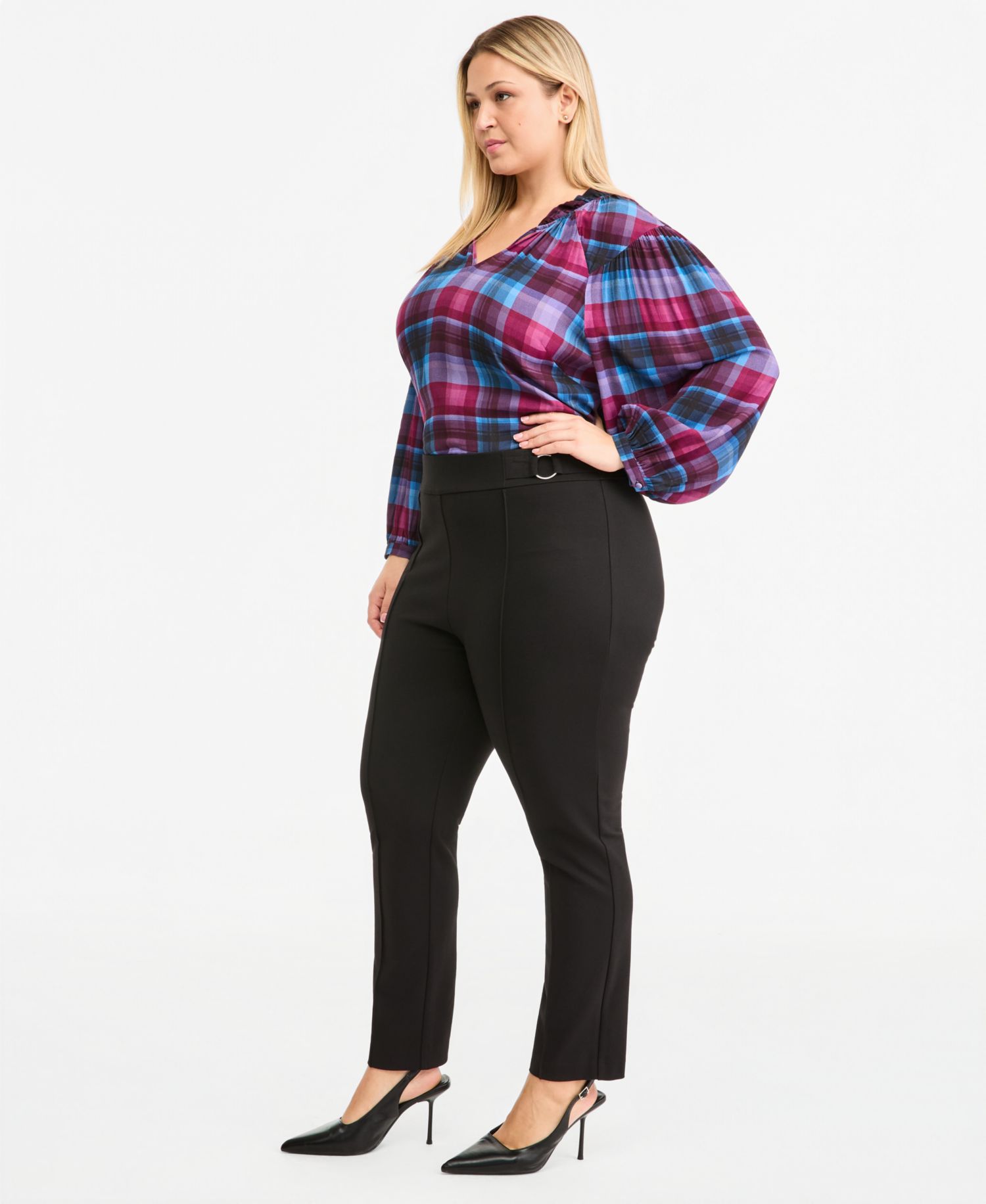 Plus Size Slim-Leg Pull-On Ankle Pants