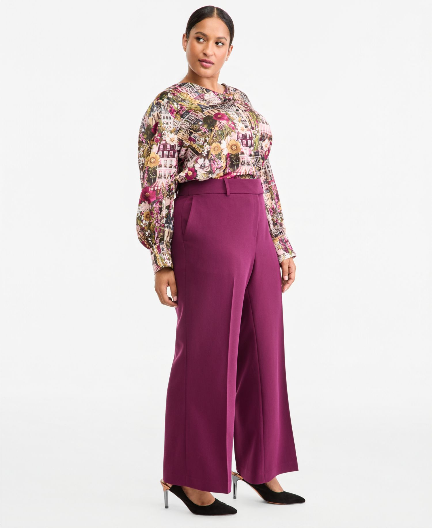 Plus Size Wide-Leg Mid-Rise Woven Pants