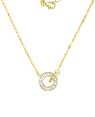 14k Gold Over Sterling Silver Cubic Zirconia Intertwined Circles Necklace 