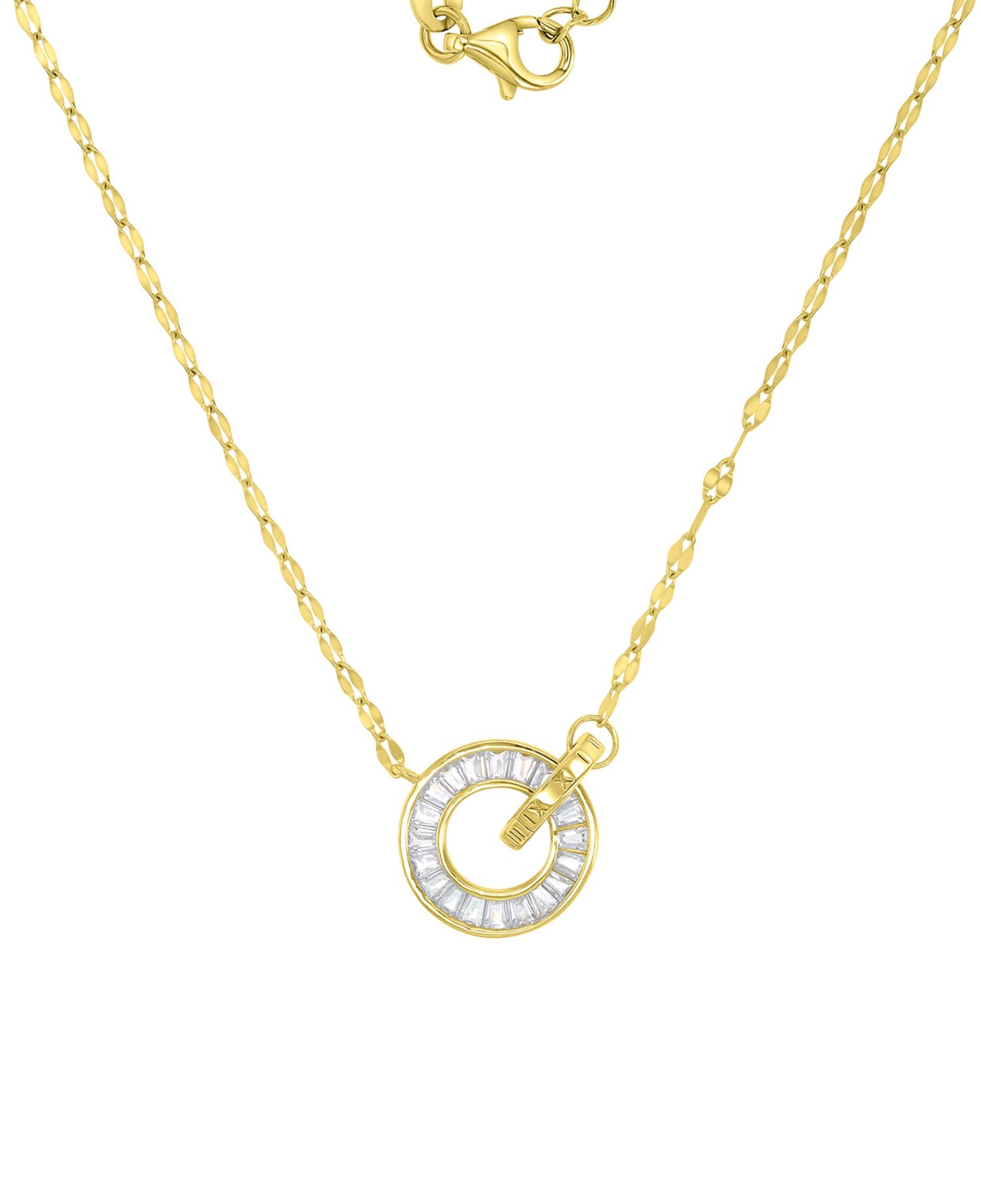 14k Gold Over Sterling Silver Cubic Zirconia Intertwined Circles Necklace