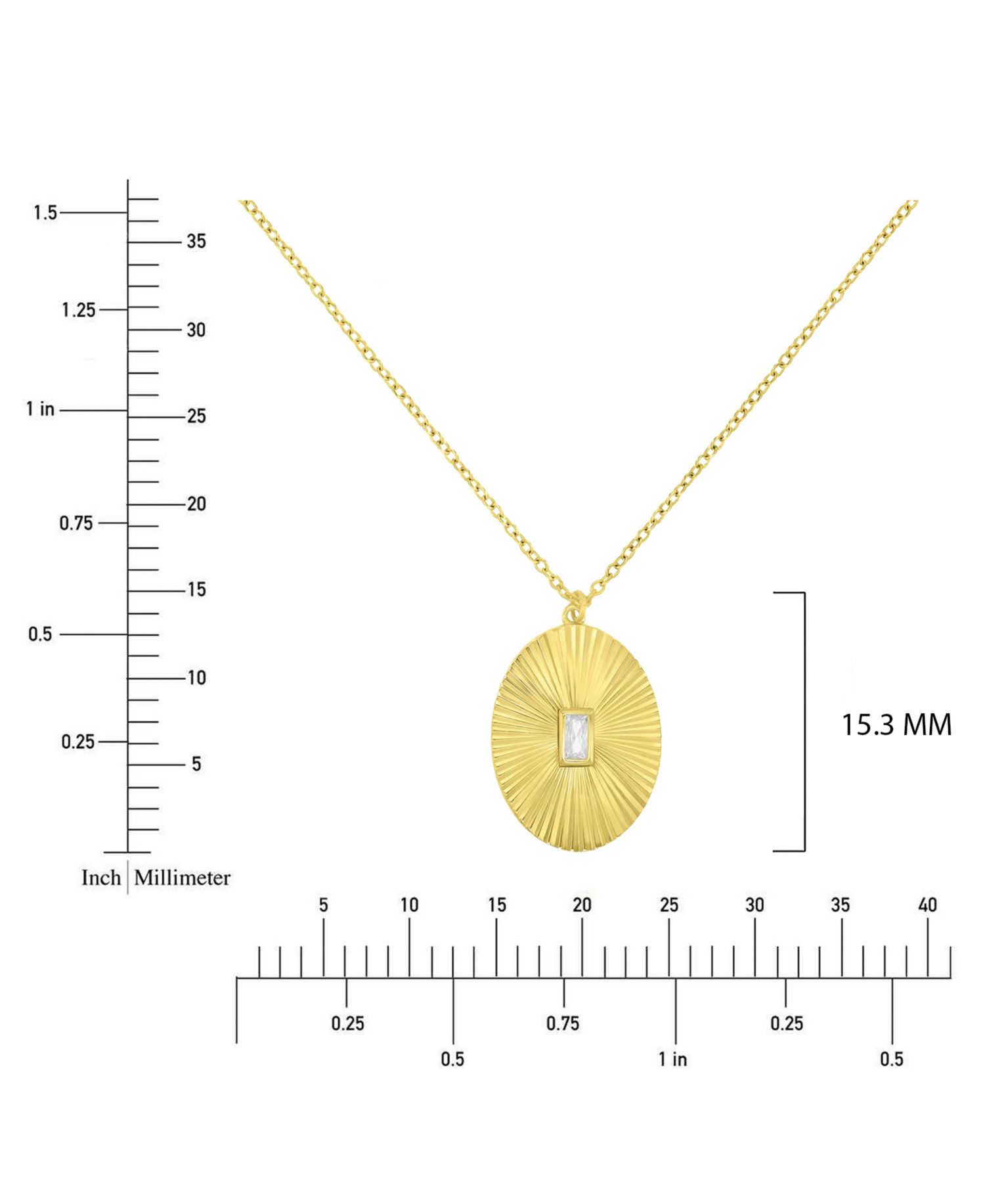 14k Gold Over Sterling Silver Mirror Cut Oval Necklace