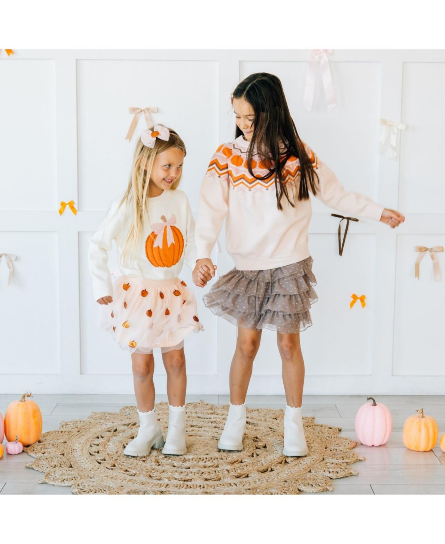 Свитер Sweet Wink Pumpkin Fair Isle для девочек-малышей, цвет: Слоновая кость — фото 4