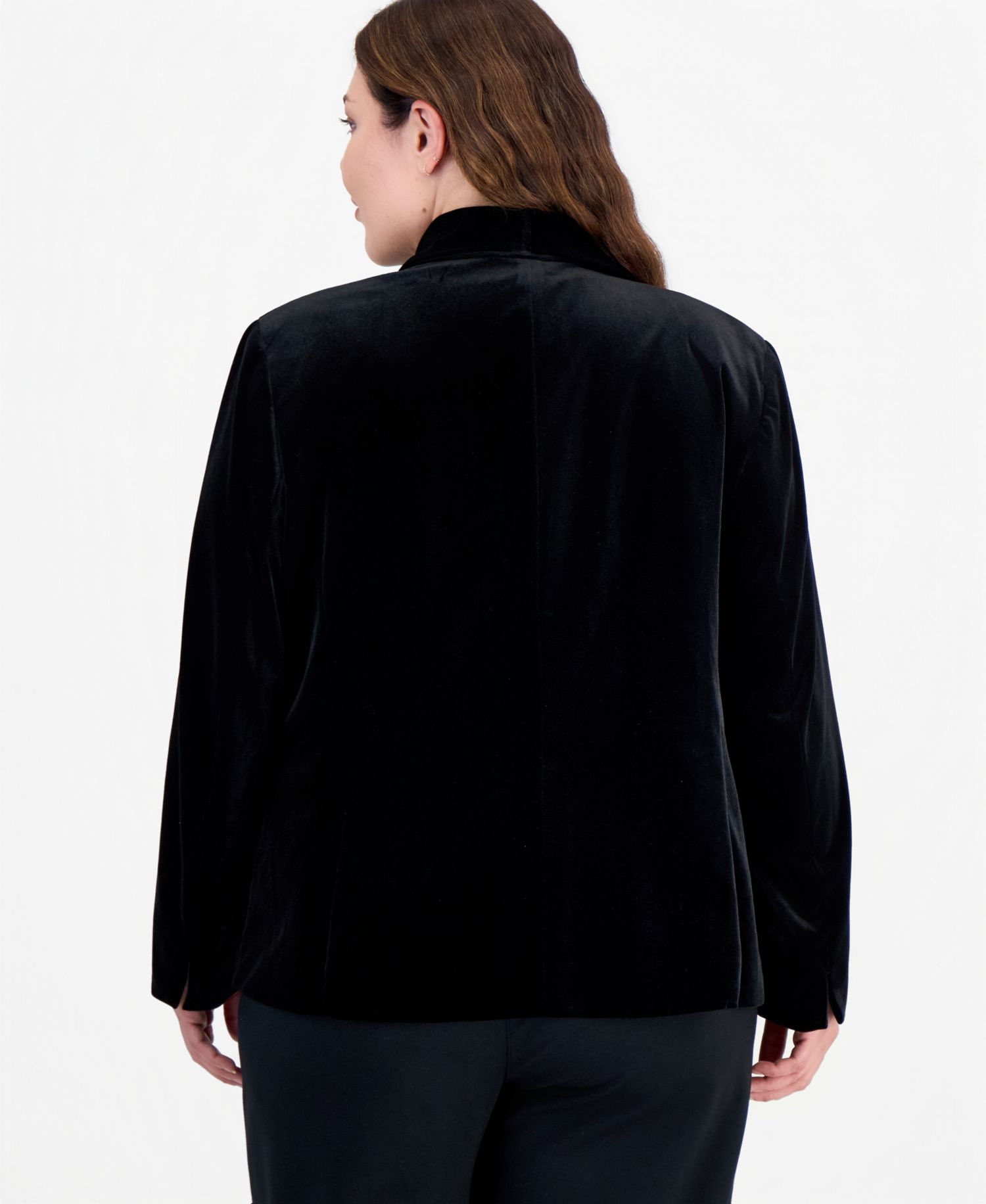 Plus Size Velvet Shawl Collar Blazer