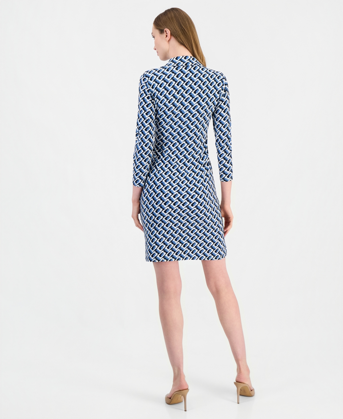 Anne Klein Women's Notched-Collar 3/4-Sleeve Wrap Dress