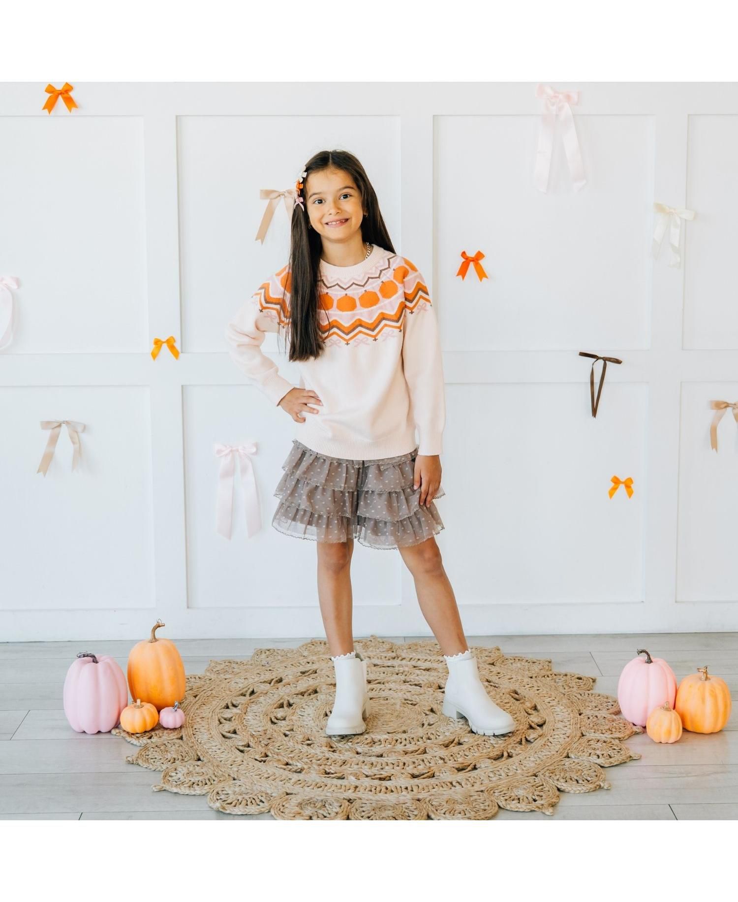 Toddler Girls Pumpkin Fair Isle Sweater