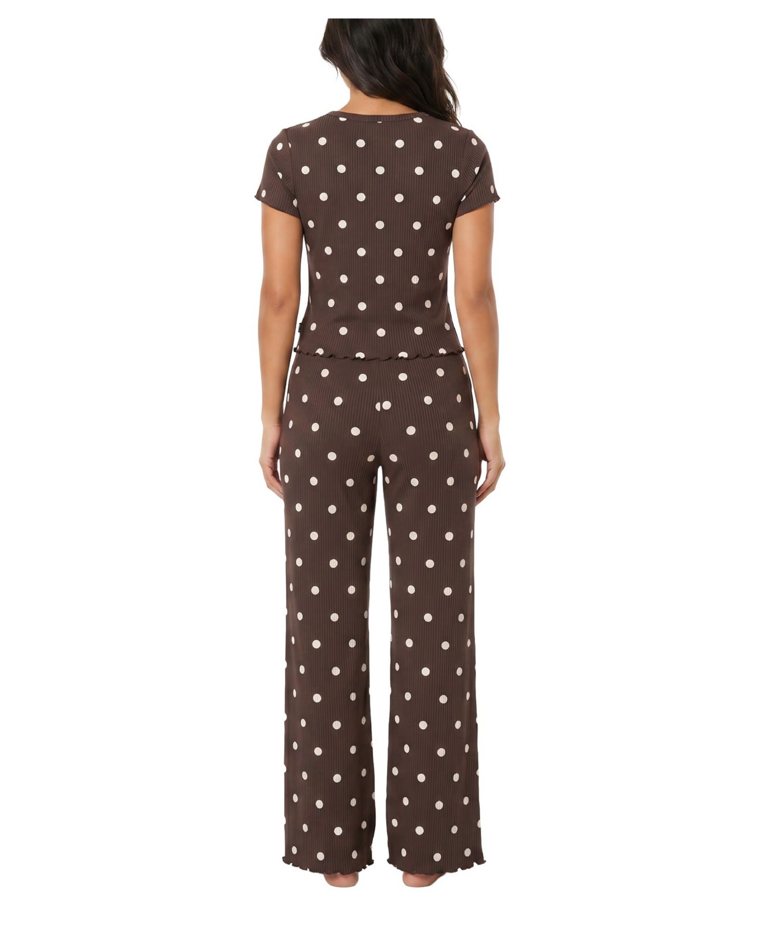 Women's Double-Rib Scoop Neck Short-Sleeve Top & Pants Pajama Set