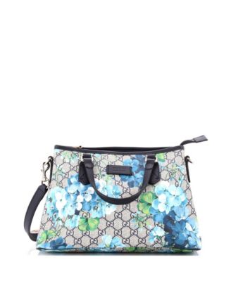 Medium Convertible Zip Tote Blooms Print GG Coated Canvas