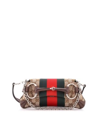 Small Horsebit NM Web Chain Clutch GG Canvas
