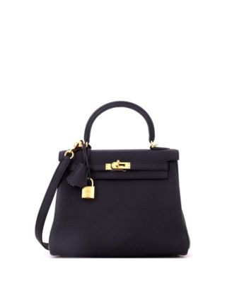 Kelly 25 Handbag Black Togo with Gold Hardware