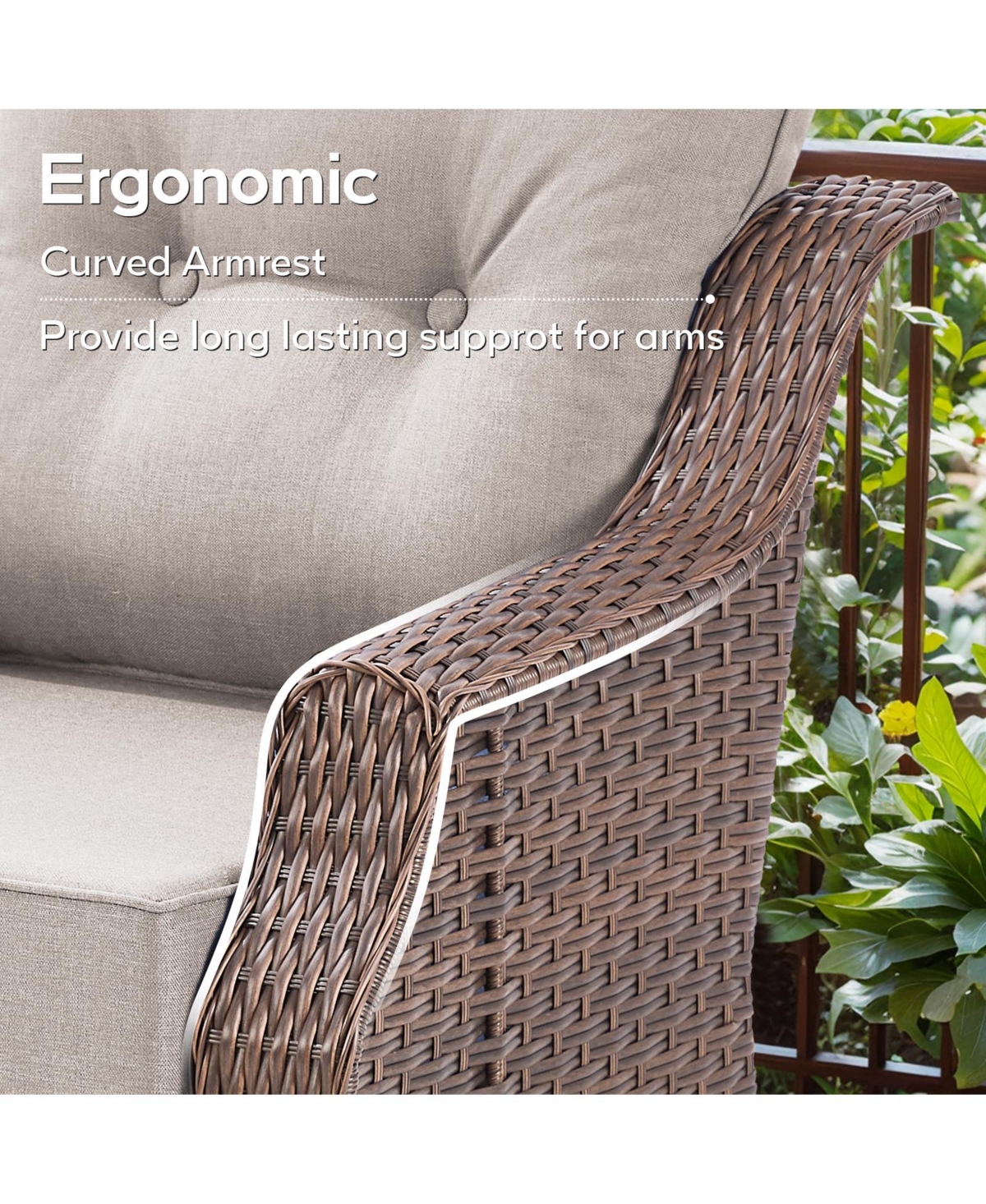 Pocassy 5-piece Outdoor Conversation Set With 6inch Thick Cushions