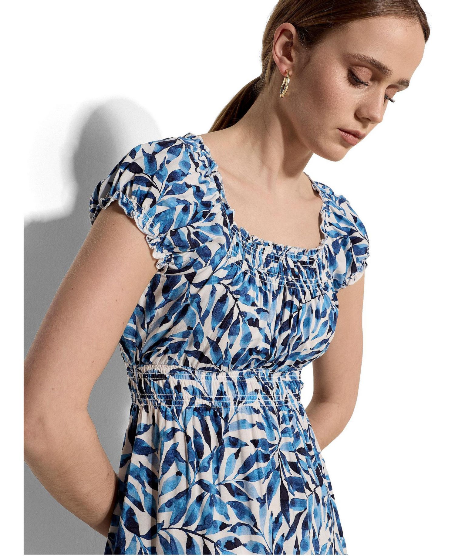 Women's Milkmaid Printed Midi Dress