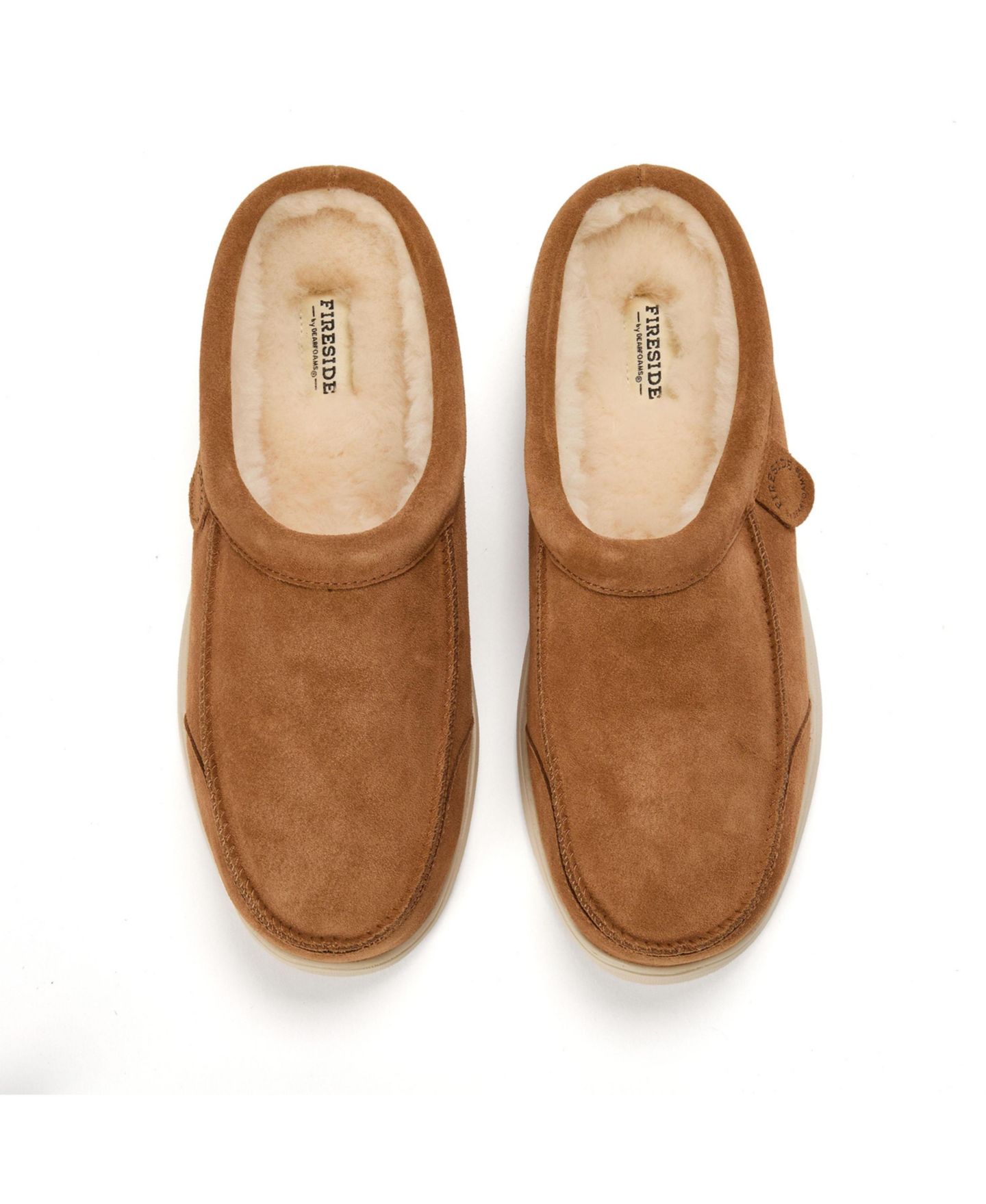 Мужские сабо Dearfoams Fireside by Lithgow Genuine Shearling Clog, цвет: Каштановый — фото 4
