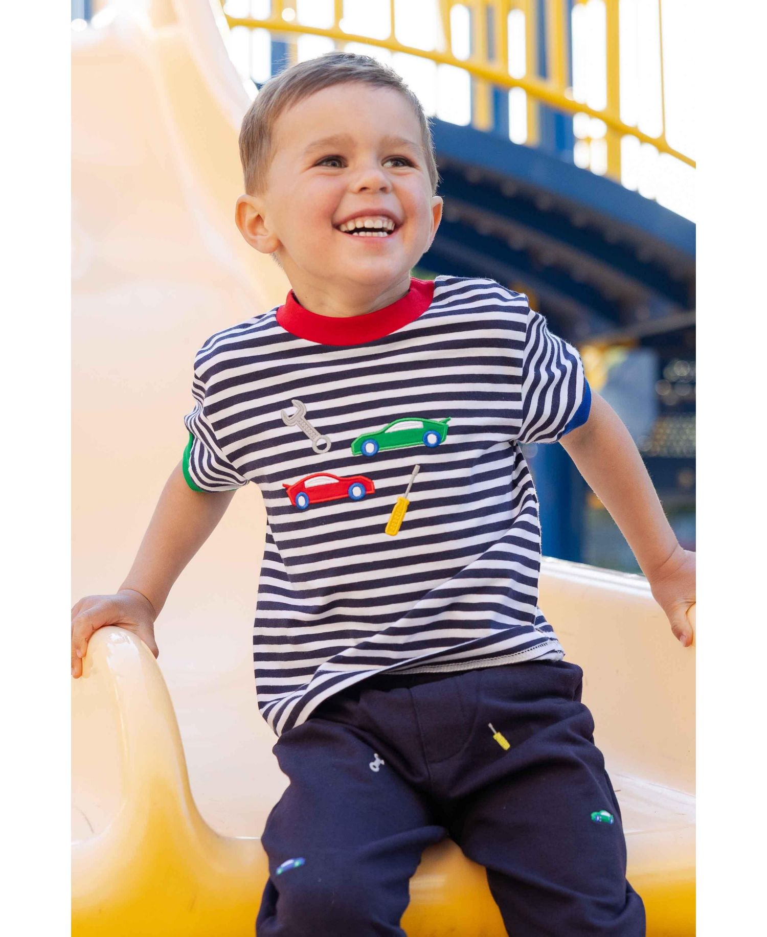 Baby Boy (12M-24M) Stripe Knit T-Shirt With Cars and Tools