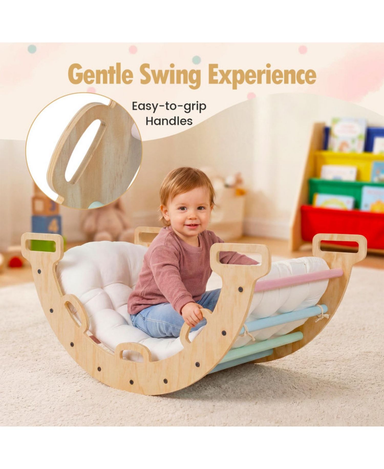 Montessori 3-in-1 Wooden Rocking Climbing Arch