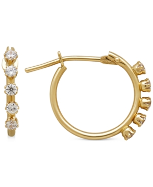 image of Children-s Cubic Zirconia Studded Hoop Earrings in 14k Gold