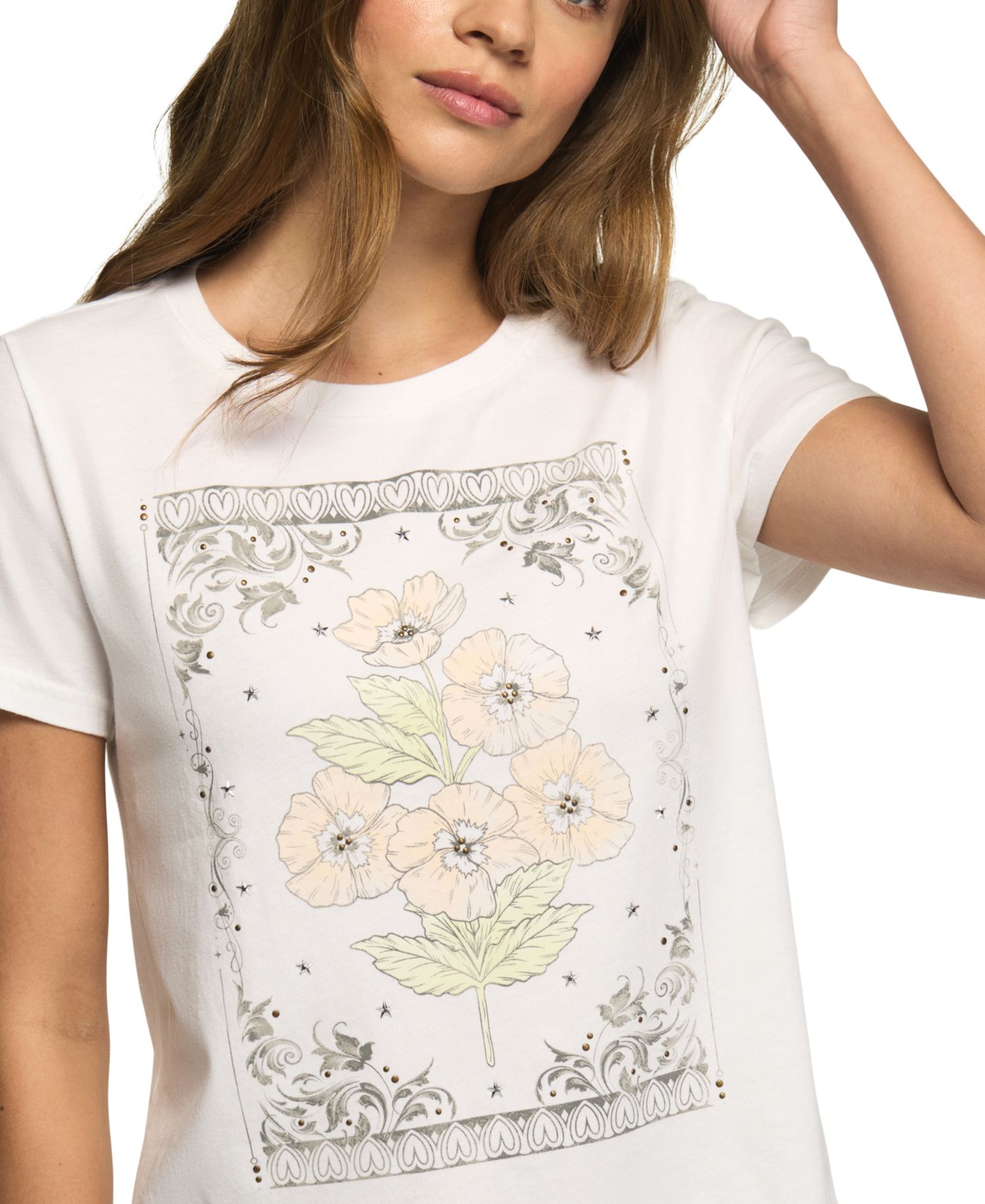 Women's Heart Frame Floral Classic Crew T-Shirt