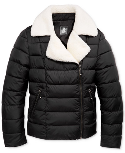 S. Rothschild Quilted Biker Jacket with Faux-Fur Collar, Big Girls (7-16)