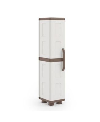Plastic Pantry Storage Cabinet with 4 Adjustable Shelves and Single Door for Kitchen Living Room