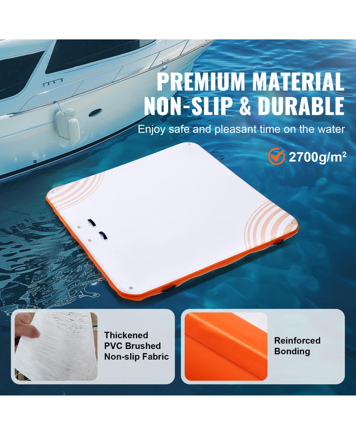 Hongge 7 x 7 ft Inflatable Floating Dock Platform with Ladder