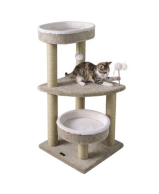 36in Carpeted Cat Tree with Plush Perches Scratching Posts and Dangling Ball
