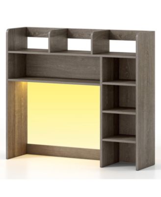 35.5 Inch Desktop Bookshelf with LED Lights Desk Hutch Storage Organizer
