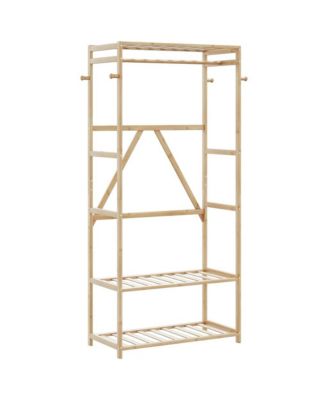 Clothes Rack with Shelves 31.5"x15.7"x68.9" Bamboo