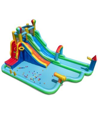 Inflatable Water Park with Climbing Wall Basketball Rim Splash Pool Blower Excluded