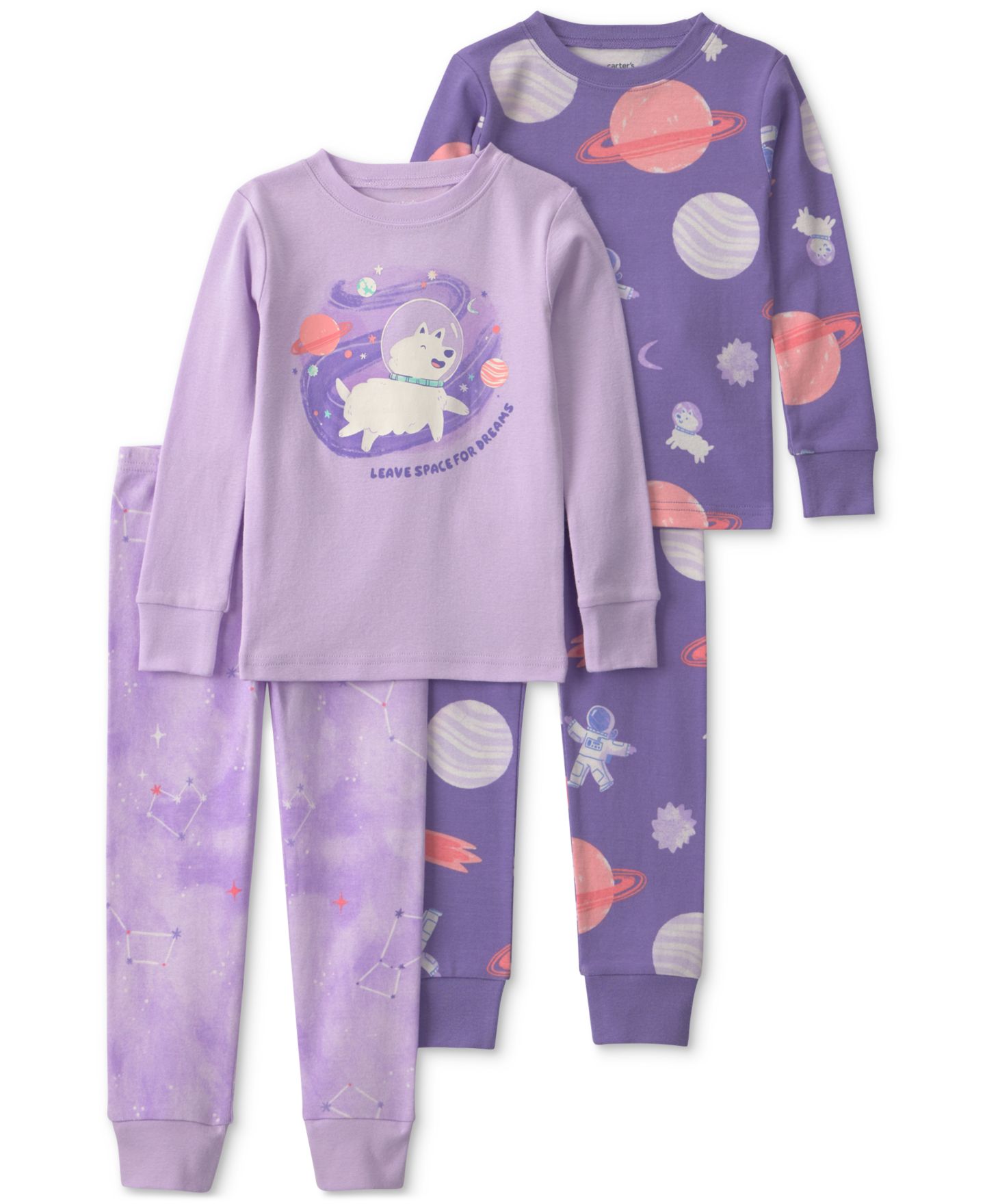 Пижамный комплект Snug-Fit, хлопок, 4 предмета — Carter's, цвет: Фиолетовый — фото 1