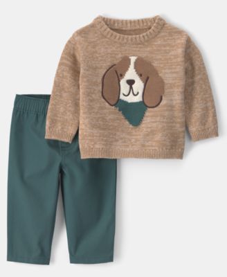 Baby Boys' Dog Graphic Long-Sleeve Sweater and Pants, 2-Piece Set