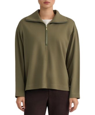 Women's Quarter-Zip Long-Sleeve Collared Pullover