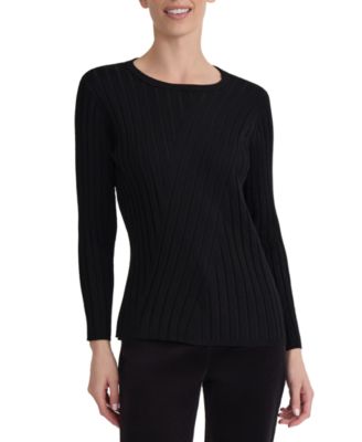Women's Crewneck Long-Sleeve Ribbed Sweater