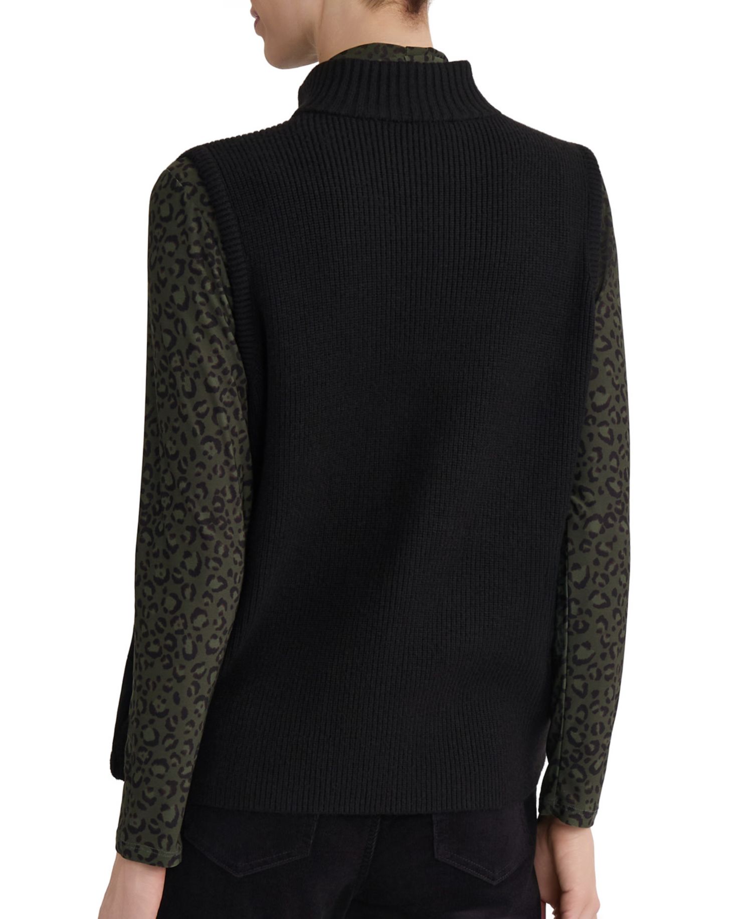 Women's Padded Faux-Suede Collared-Neck Zipper Vest