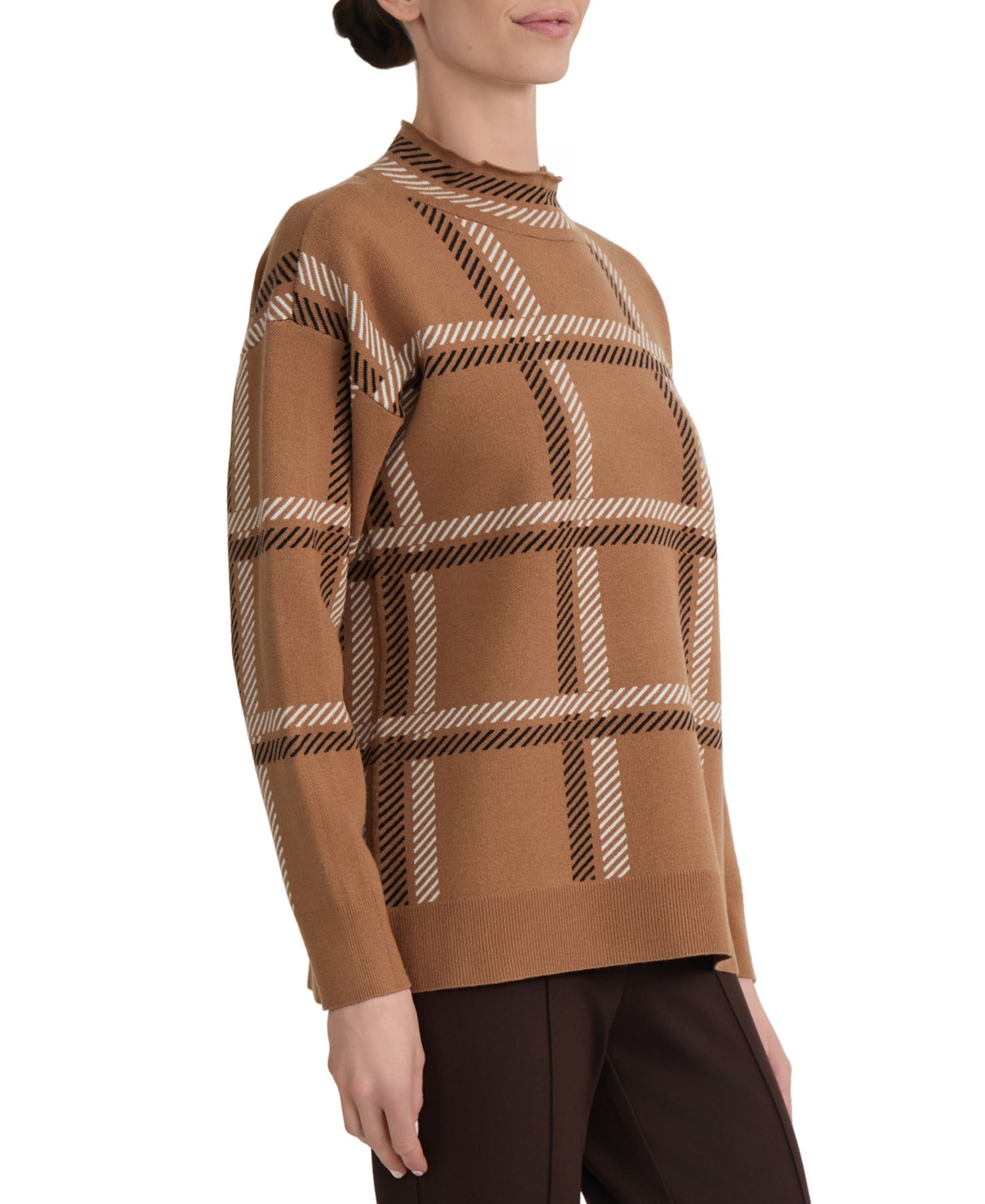 Women's Plaid Mock-Neck Sweater