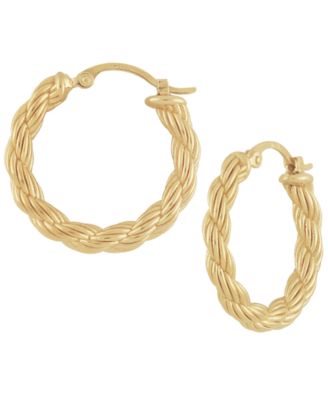 Sculptured Rope Chain Hoop Earrings in 14k Yellow Gold
