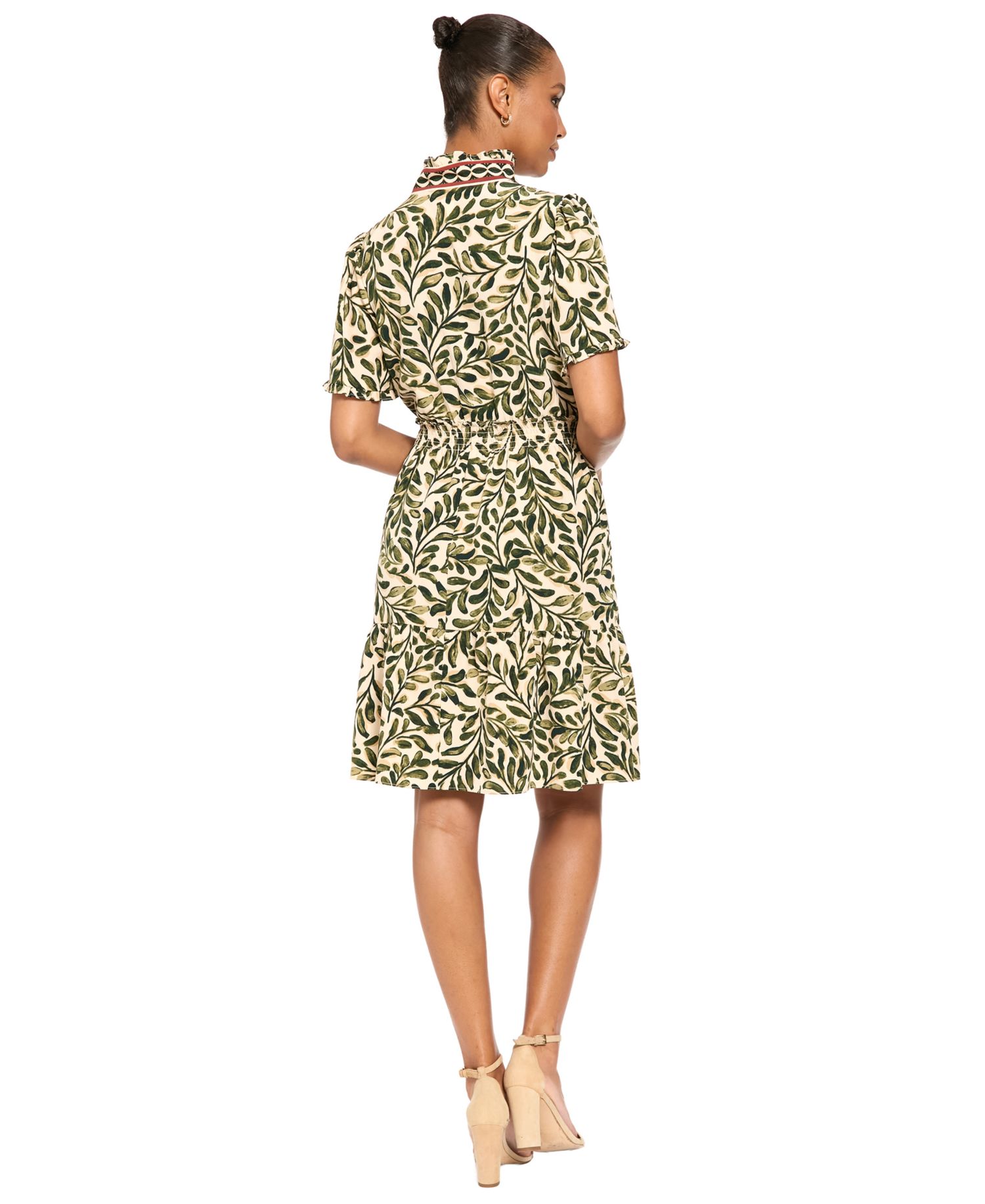 Petite Floral-Print Tiered A-Line Dress