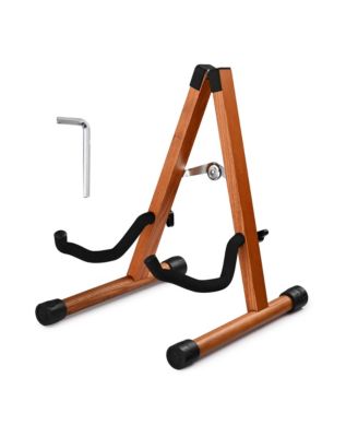 Wooden Folding Guitar Stand with Foam Arms fits for Acoustic Guitars, Ukuleles, Violins A-frame Floor Instrument Display Recording Studios