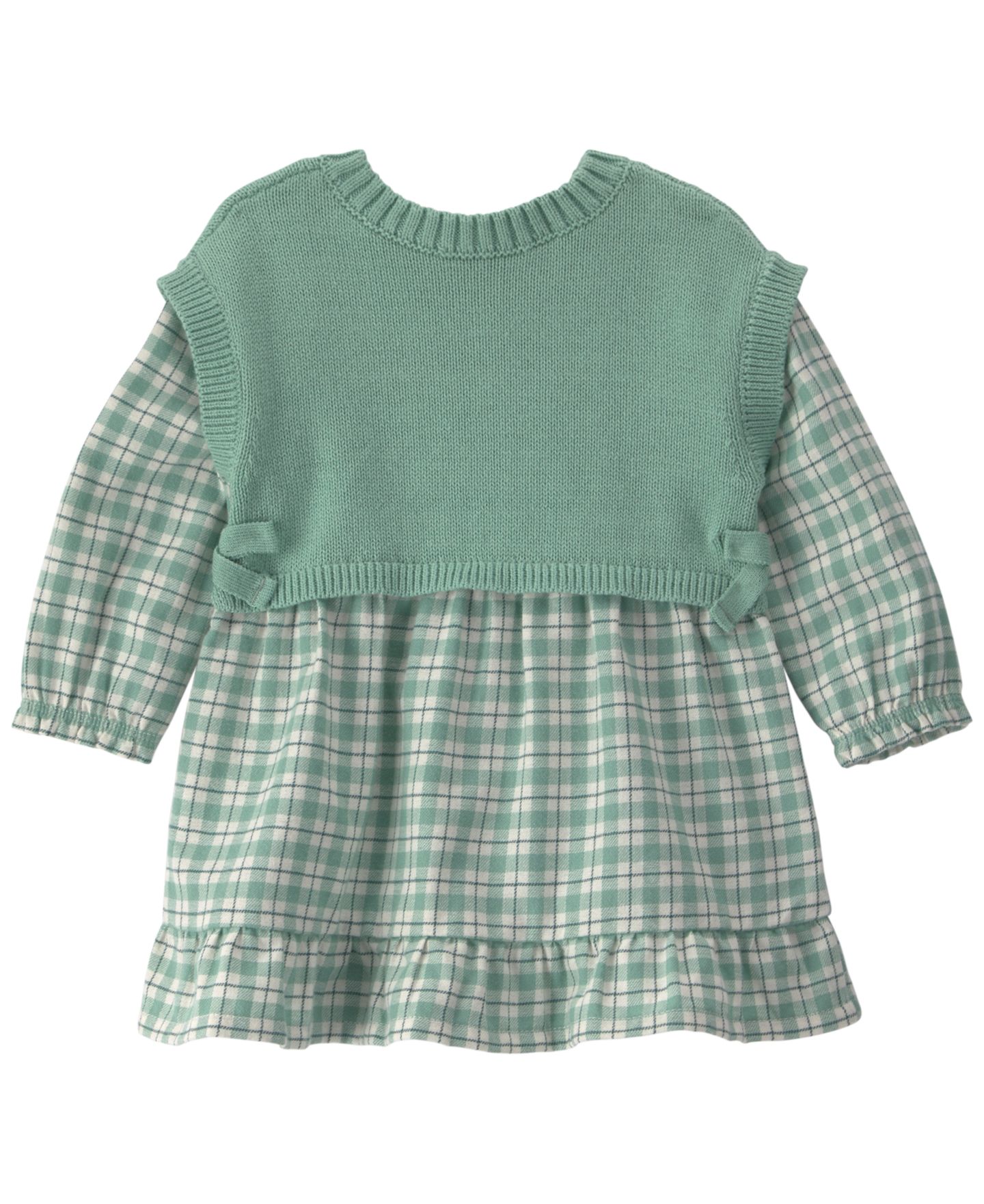 Жилет Carter's Checkered Flannel Long-Sleeve Dress and Vest with Matching Bloomers для девочек-малышей, цвет: Зелёный — фото 2
