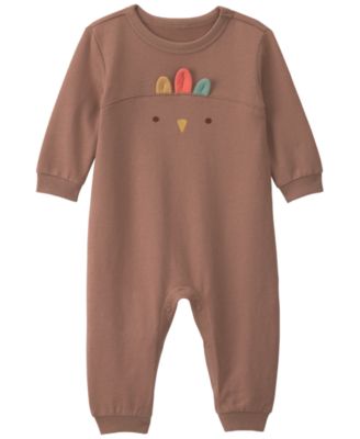 Baby Boys' and Baby Girls' Turkey Thanksgiving French Terry Long-Sleeve Jumpsuit