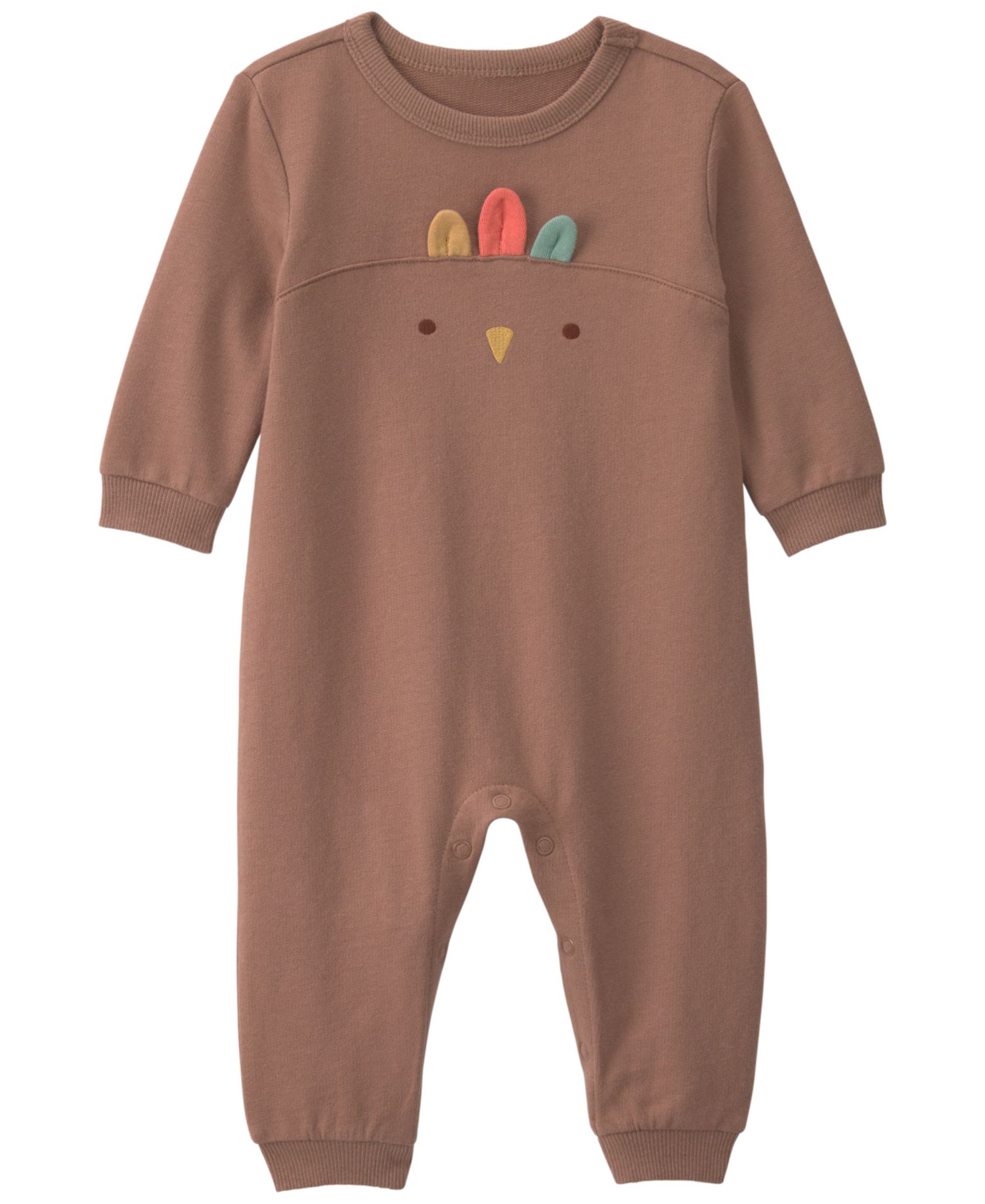 Baby Boys' and Baby Girls' Turkey Thanksgiving French Terry Long-Sleeve Jumpsuit