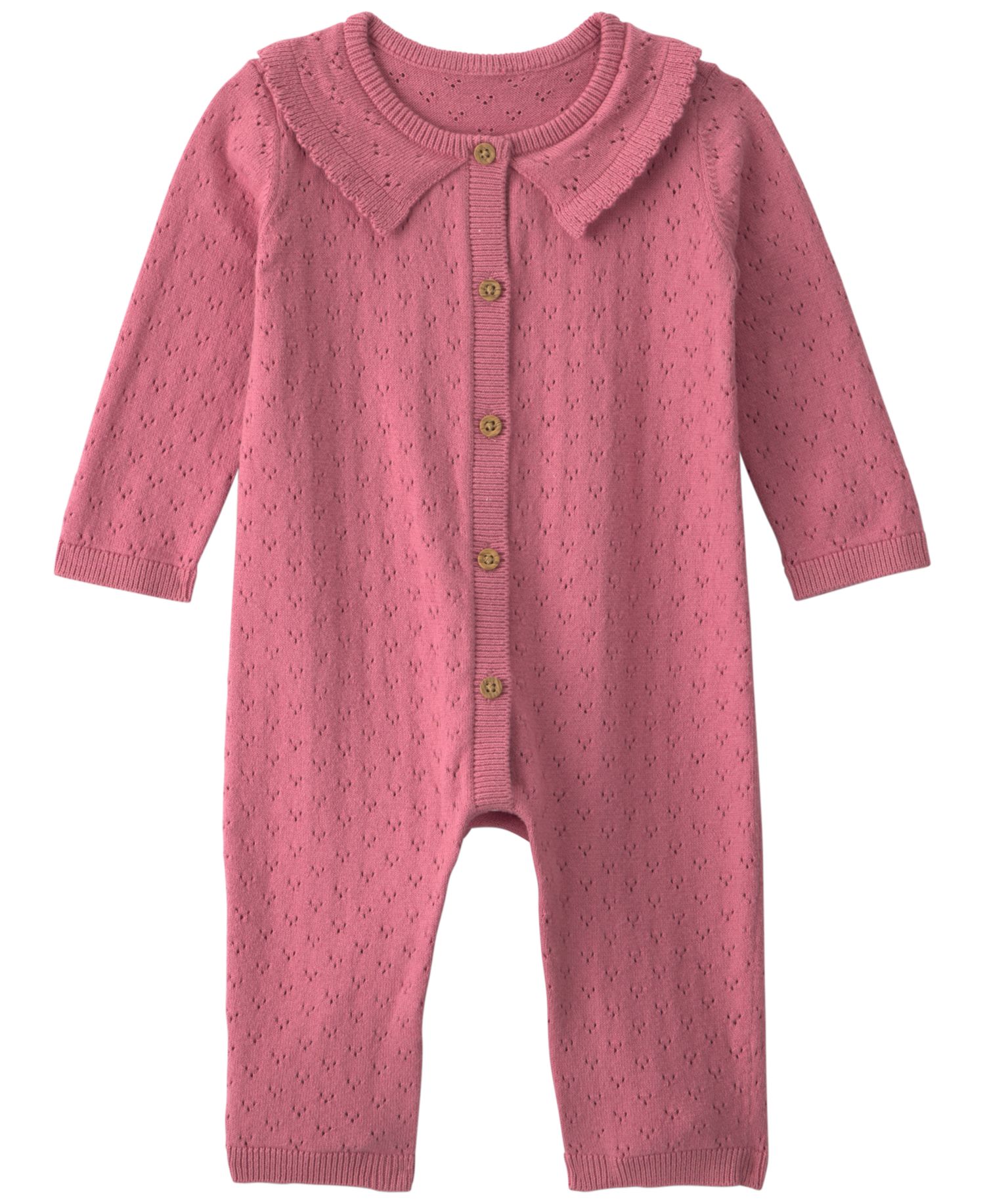 Baby Girls' Pointelle Long-Sleeve Jumpsuit