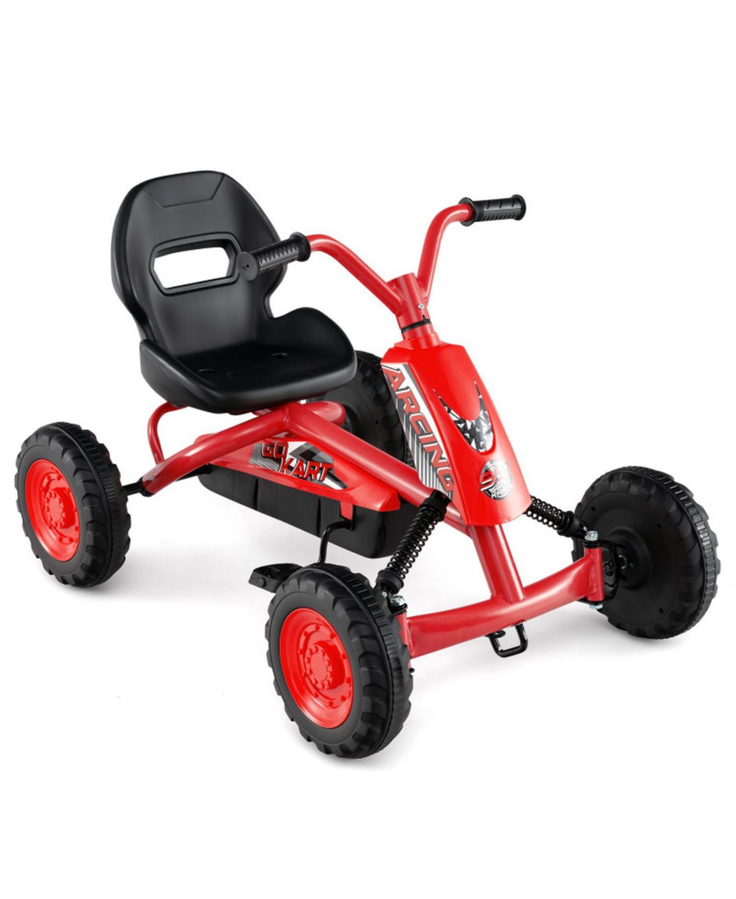 Детская игрушка SUGIFT Kids 4-Wheel Go Kart with Adjustable Seat and Steering Handlebars, Supports up to 66 lbs, Ages 3+, цвет: Красный — фото 9