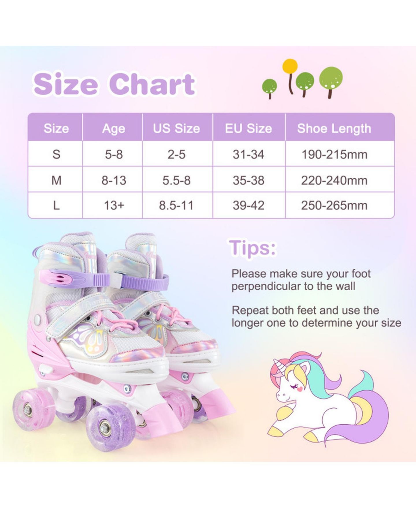 Детские игрушки HONGGE Adjustable Quad Roller Skates, Sizes 5.5-8, Light-Up Wheels, Ages 8-13, цвет: Розовый — фото 3
