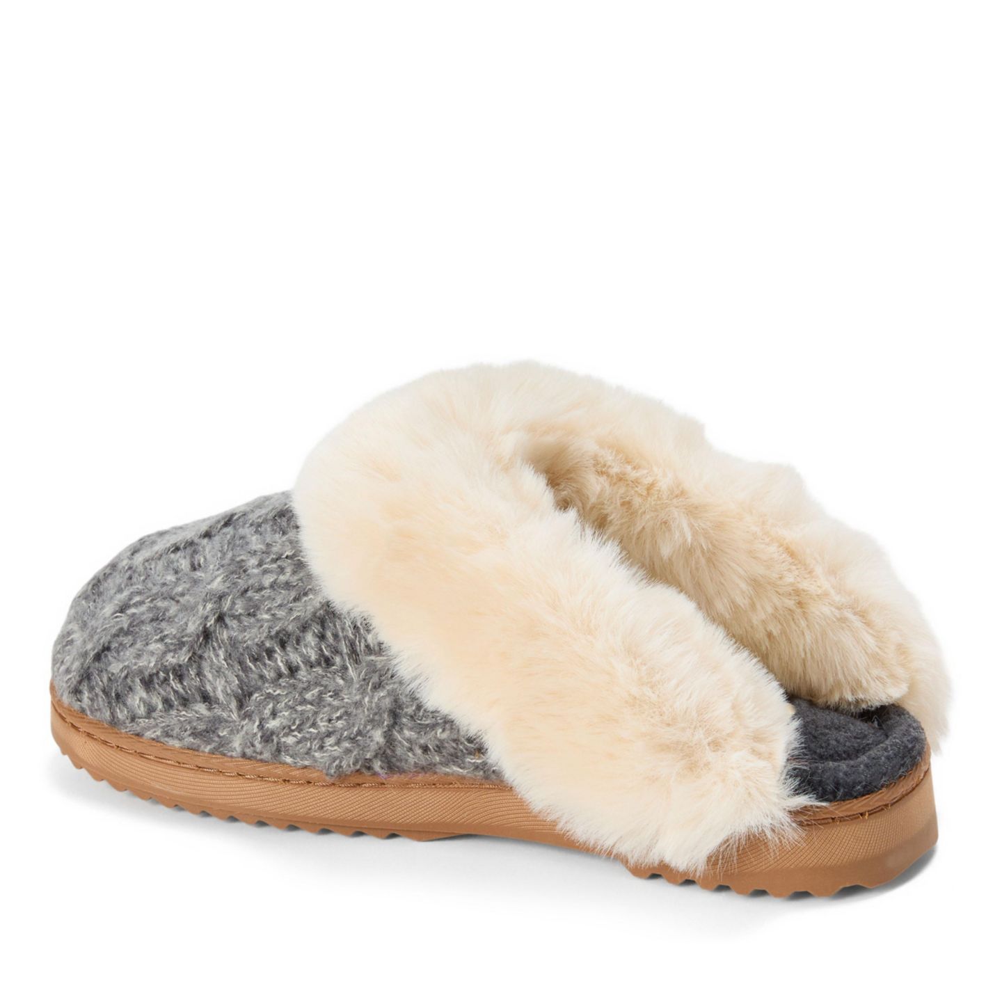 Женские тапочки Dearfoams Nicki Knit Scuff Cable Knit Slippers, цвет: Серый — фото 6