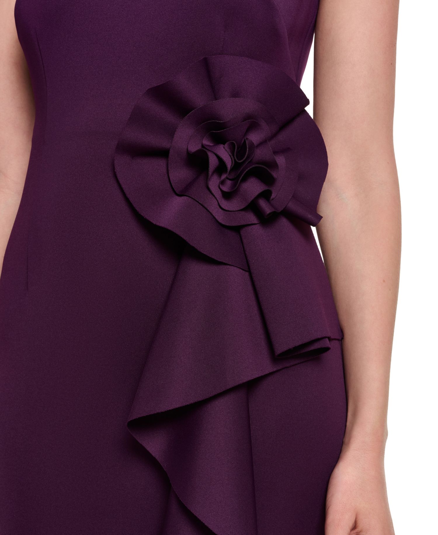 Petite Cascade Boat Neck Sleeveless Ruffle Gown