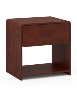 2-Tier Modern Nightstand with Drawer and Open Shelf for Bedroom