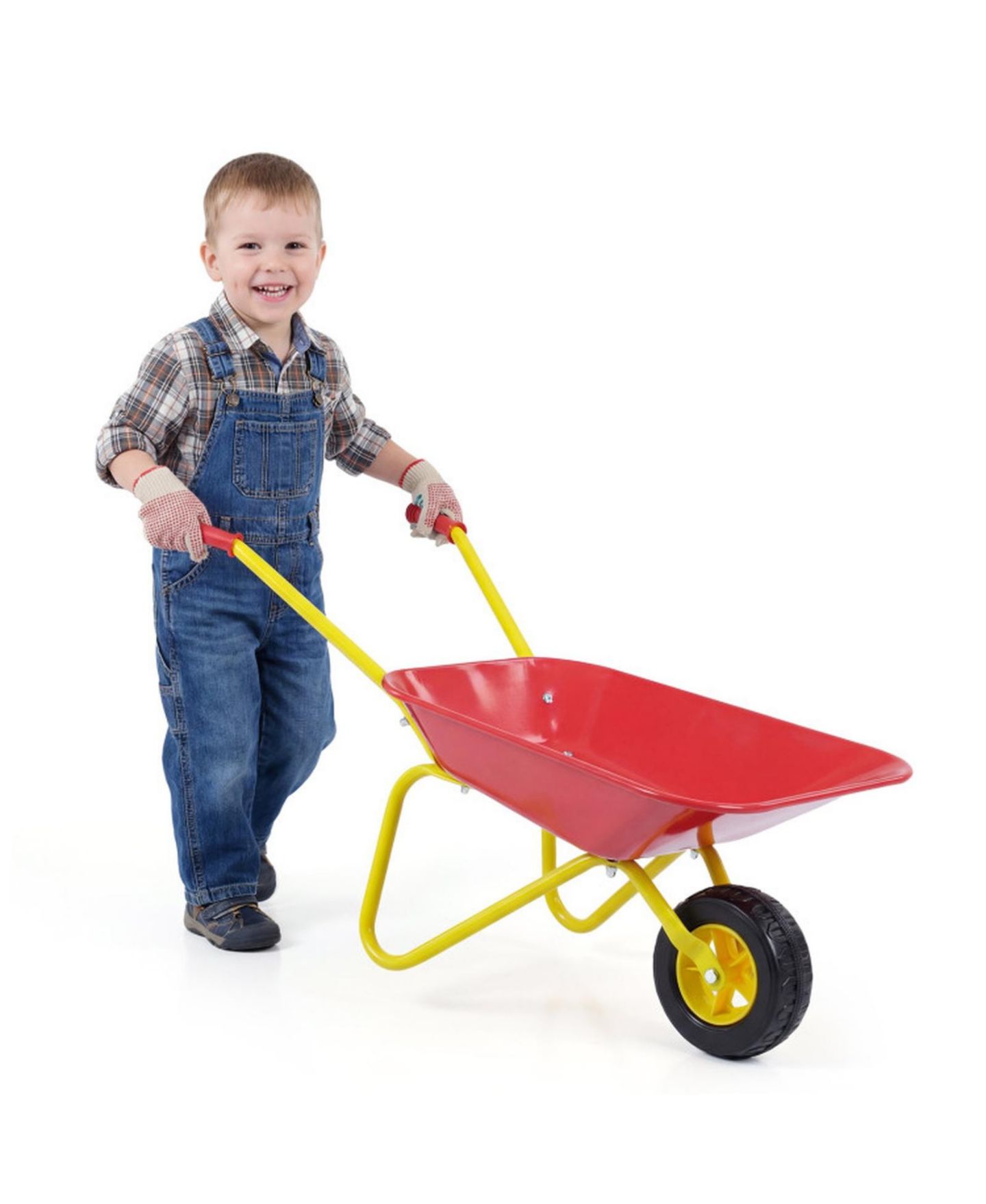 Детская игрушка HONGGE Kids Metal Wheelbarrow with All-Terrain Wheels and Anti-Slip Handles, Ages 3+, цвет: Красный — фото 10